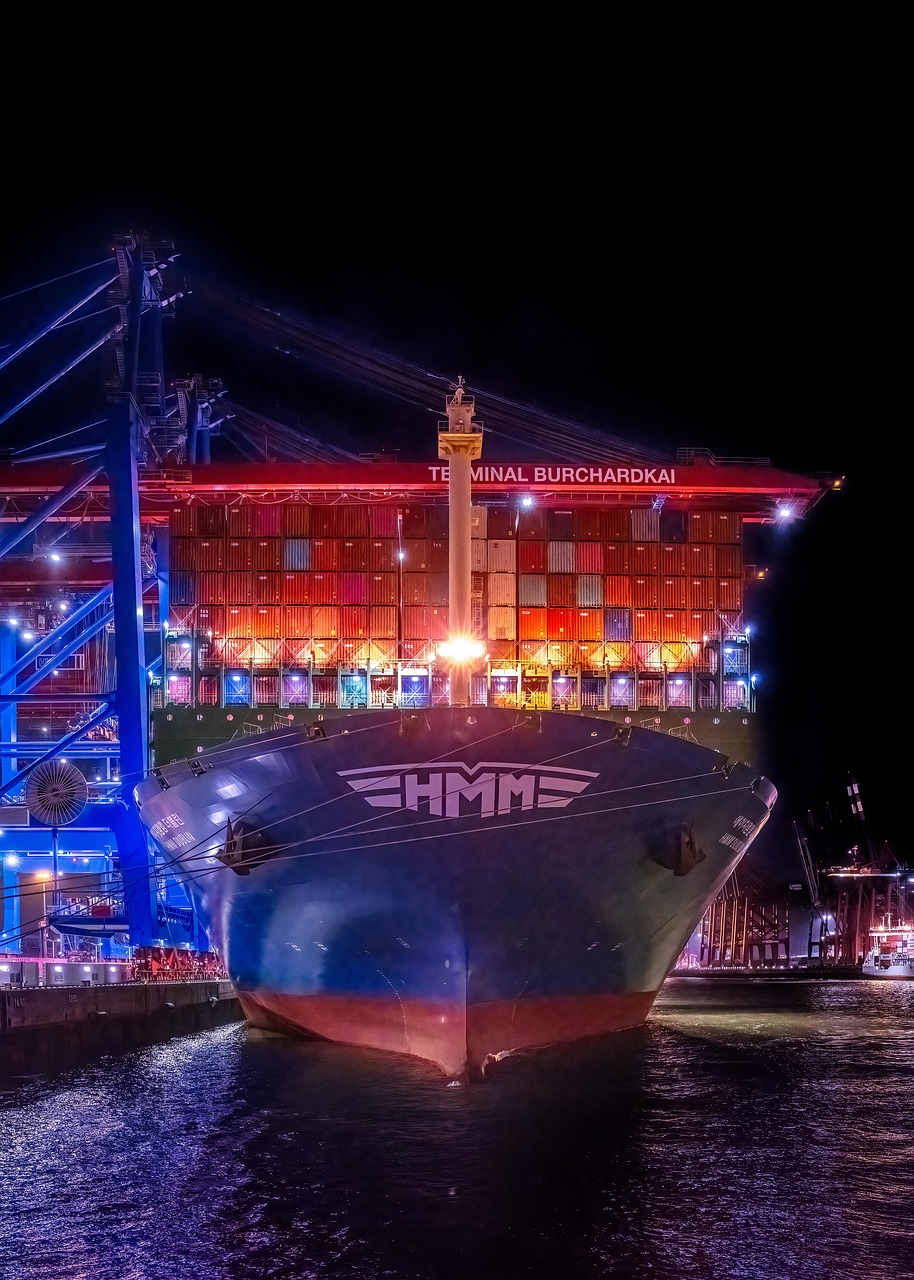 hamburg, port, container ship, night, evening, waltershof, warehouse, container ship, container ship, container ship, warehouse, warehouse, warehouse, warehouse, warehouse